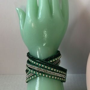 Green Faux Leather Choker or Wrap Bracelet